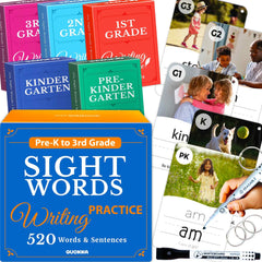 QUOKKA 520 sight words flash cards with rings for organized practice at home or school