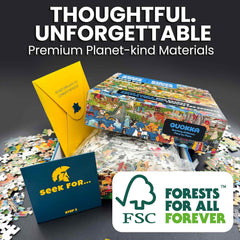 Eco-friendly packaging and FSC-certified QUOKKA puzzle appeals to conscious shoppers.
