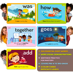 QUOKKA illustrated sample card showing words with engaging imagery for context.