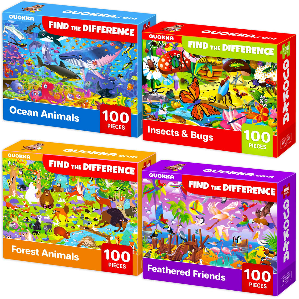 QUOKKA 100-piece ocean forest puzzle box enhances focus and fine motor skills.