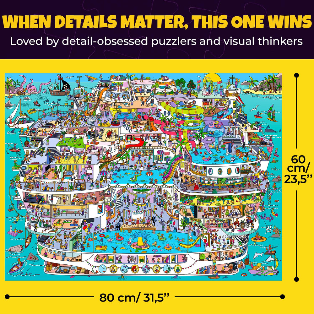 QUOKKA Cruise Vistas puzzle close-up features vibrant characters, sparking creativity.