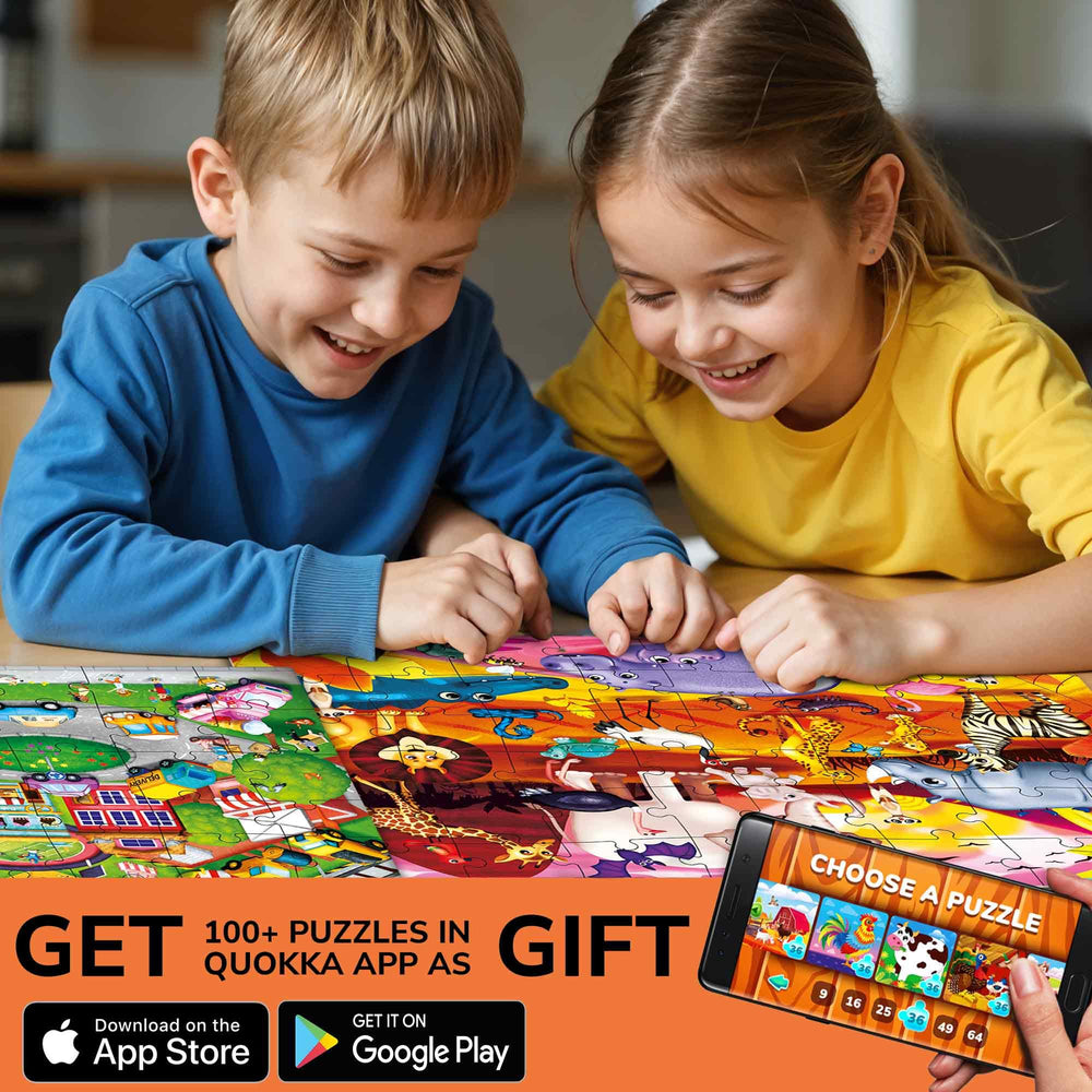 QUOKKA bright colors and friendly characters invite curious kids to try challenging puzzles.