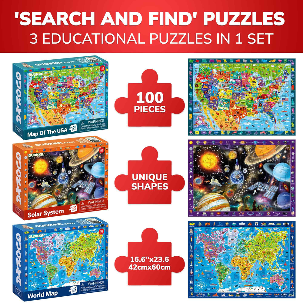 QUOKKA USA map puzzle for kids enhances geographic awareness with detailed states.