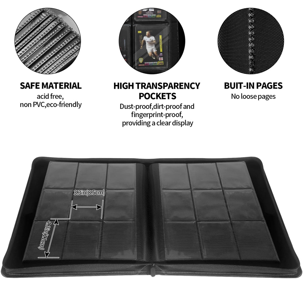 Qurhafoo Toploader Binder fully loaded with 324 toploaders for comprehensive storage.