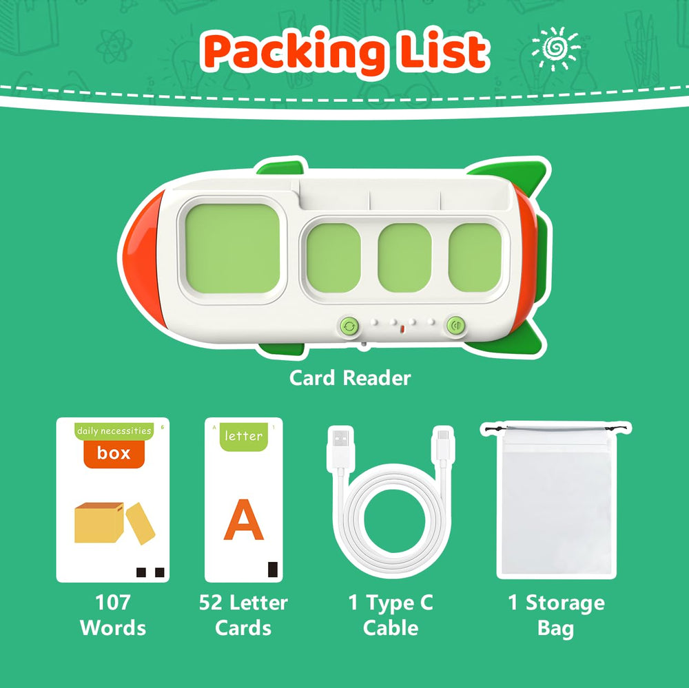 QuTZ compact learning toy ideal for preschool spelling practice at home.