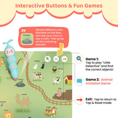 QuZT phonics story book pages highlight letters and sounds in a playful way.