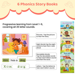 QuZT phonics story book tap interaction illustrates sound practice with each tap.