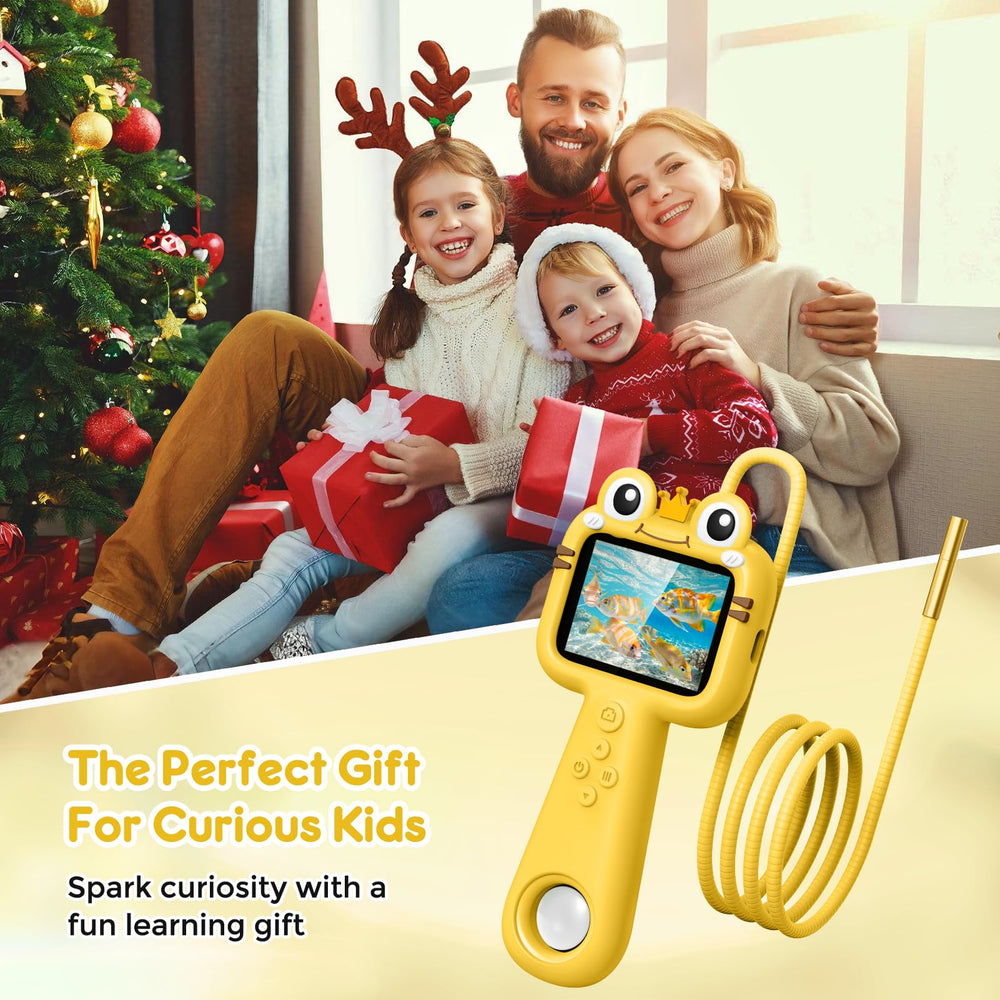 Qvireno Borescope's bright yellow design appeals to kids during outdoor discovery.