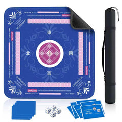 Qwiayeal Mahjong Mat blue-1 top view showing ample play space for versatile games