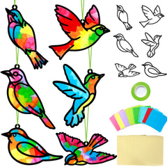 Qyeahkj bird suncatchers kit with 36 templates brightens windows and sparks creativity.