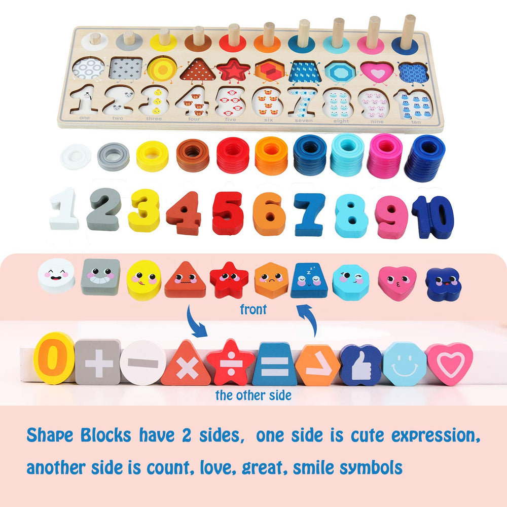 QZMTOY counting shape stackers help toddlers practice sorting and sequencing.