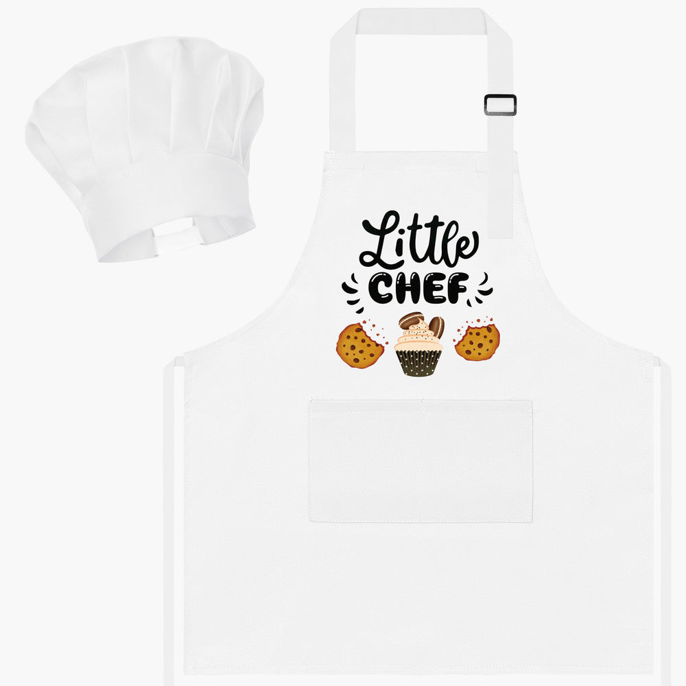 R HORSE Kid Apron and Chef Hat Set with Little Chef print, ideal for baking and pretend play.