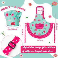 R HORSE matching green floral chef hat for pretend play.