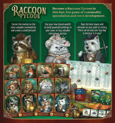 Raccoon Tycoon family game-night setup inviting kids and adults to compete.