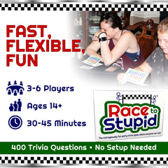 Race to Stupid dry erase markers beside reusable cards for easy play.