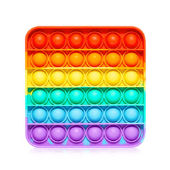 RadBizz Push Pop Rainbow Square close-up: rainbow bubbles offer stress relief and focus