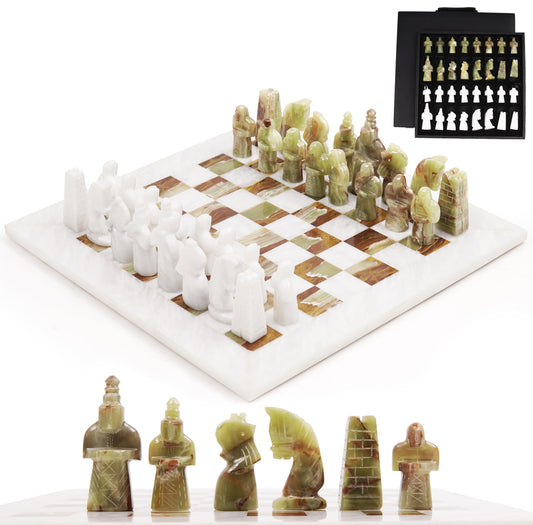 Radicaln Marble Antique Chess Board 15-inch ready for play and display