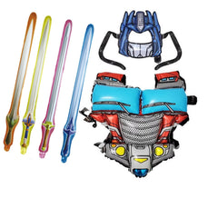 RAENZHEN-10 balloon robot armor set boosts party visuals for kids' celebrations.