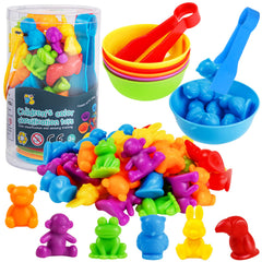 RAEQKS counting sorting rabbits and cups helps kids practice color matching and counting.
