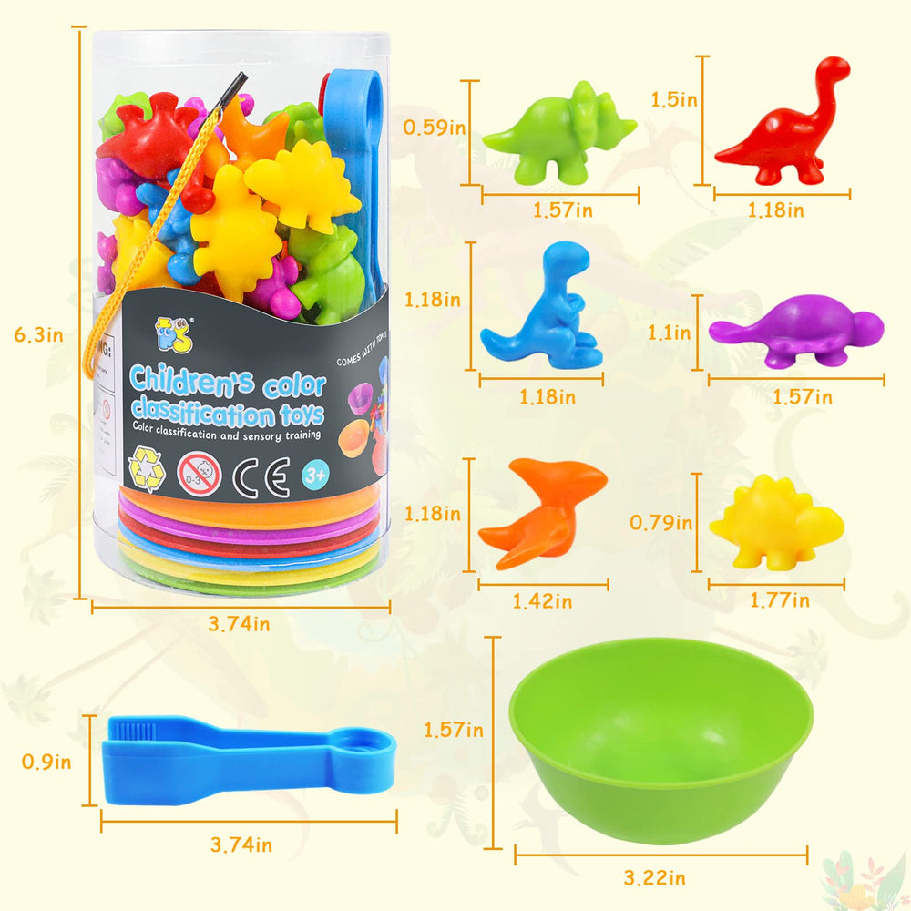 RAEQKS dinosaur toys with tweezers and storage bucket enhance precise picking and cleanup.