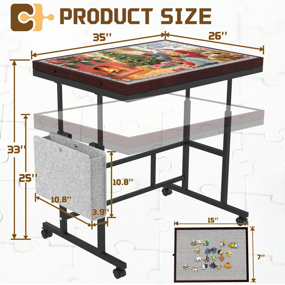 RAGOZONERY Jigsaw Table drawers store pieces and tools securely for smooth puzzling.