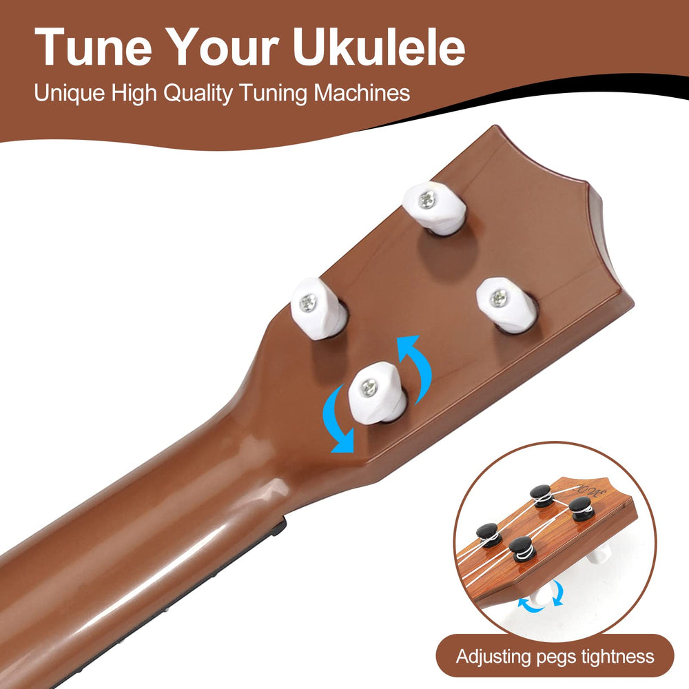Raimy ukulele strings closeup shows four nylon strings for clear sound.