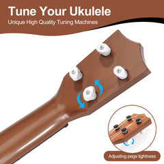 Raimy ukulele strings closeup shows four nylon strings for clear sound.