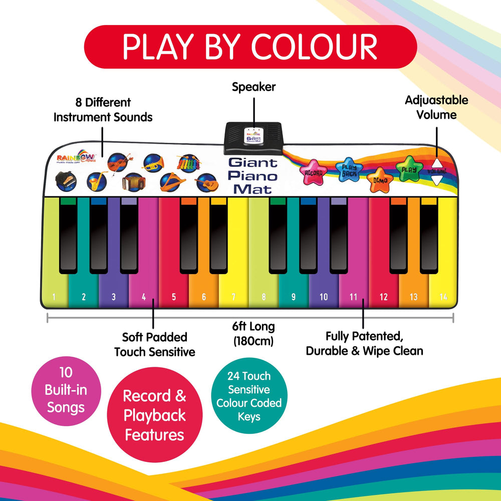 Rainbow Colours floor music mat designed for grandkids' playdates and family afternoons.