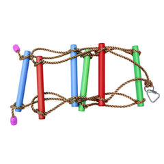 Rainbow Craft ninja rope ladder attached to a playset for instant obstacle play