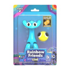 Rainbow Friends Cyan 5inch action figure with glow-in-the-dark squishy, ideal for display and imaginative play