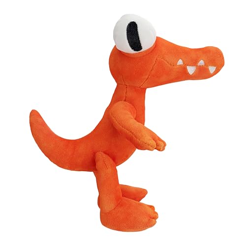 Rainbow Friends Orange plush snuggle in hand, ideal for cuddling and on-the-go play.