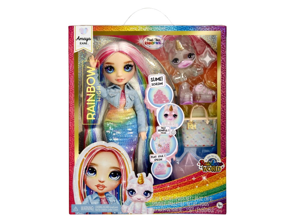 Rainbow High Amaya unicorn pet for color-changing pretend play.