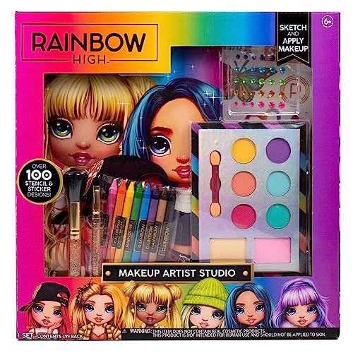 Rainbow High spiral-bound beauty book open for creative makeup sketches