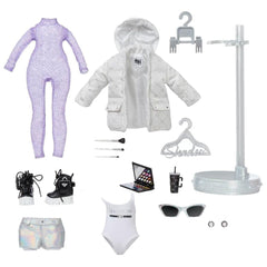 Rainbow High Dia Mante purple knit bodysuit for versatile looks.