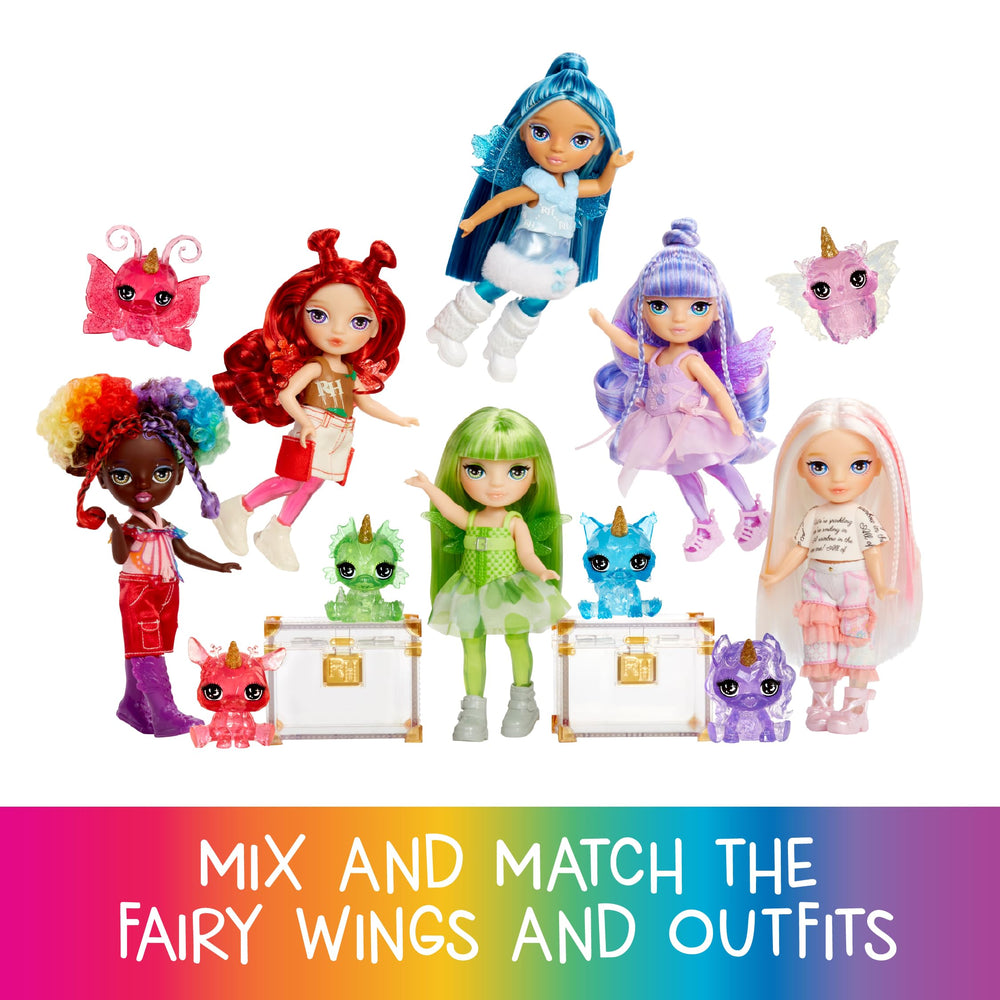 Rainbow High Littles Astrid clear rainbow-colored legs add visual flair.