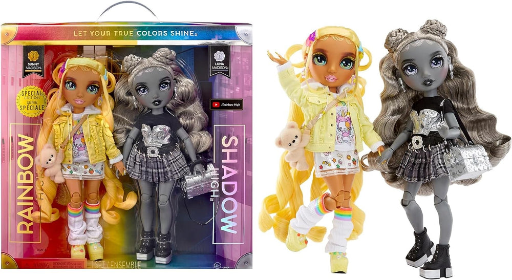 Rainbow High Madison Twins in yellow outfit inspire creative dress-up play