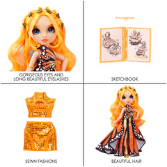 Rainbow High Poppy Rowan fashion accessories enhance scene-building and pretend storytelling.