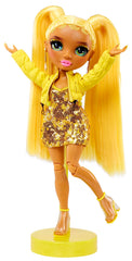 Rainbow High Sunny Madison with cropped yellow puffer jacket for stylish contrast