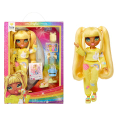 Rainbow High Sunny PJ Party doll in yellow pajamas ready for imaginative play.