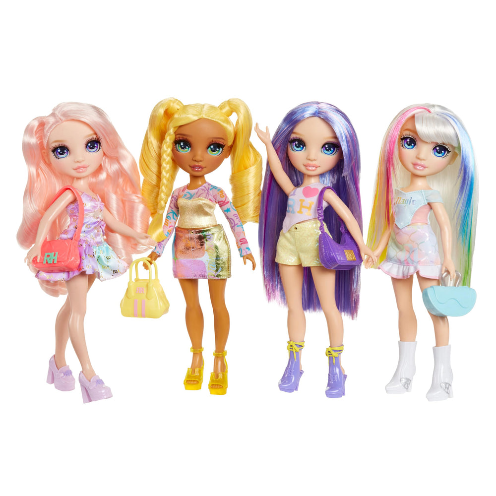 Rainbow High Violet doll articulation enables dynamic posing for classroom and play scenes.