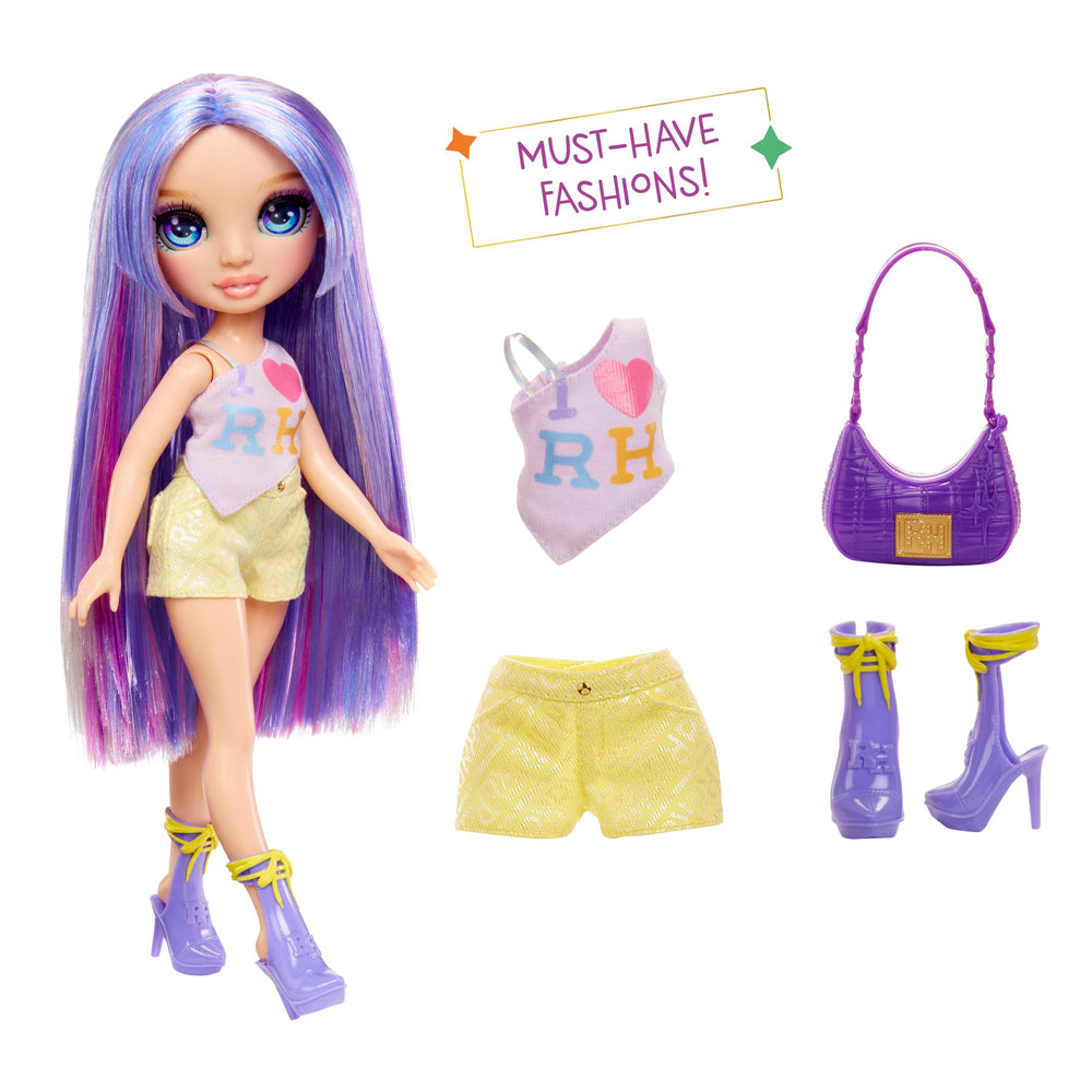 Rainbow High Violet doll shoes complete the look for stylish dress-up adventures.