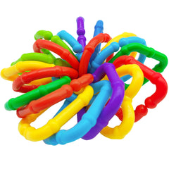 RAINBOW TOYFROG baby links rings in bright colors support visual tracking and easy grasp.