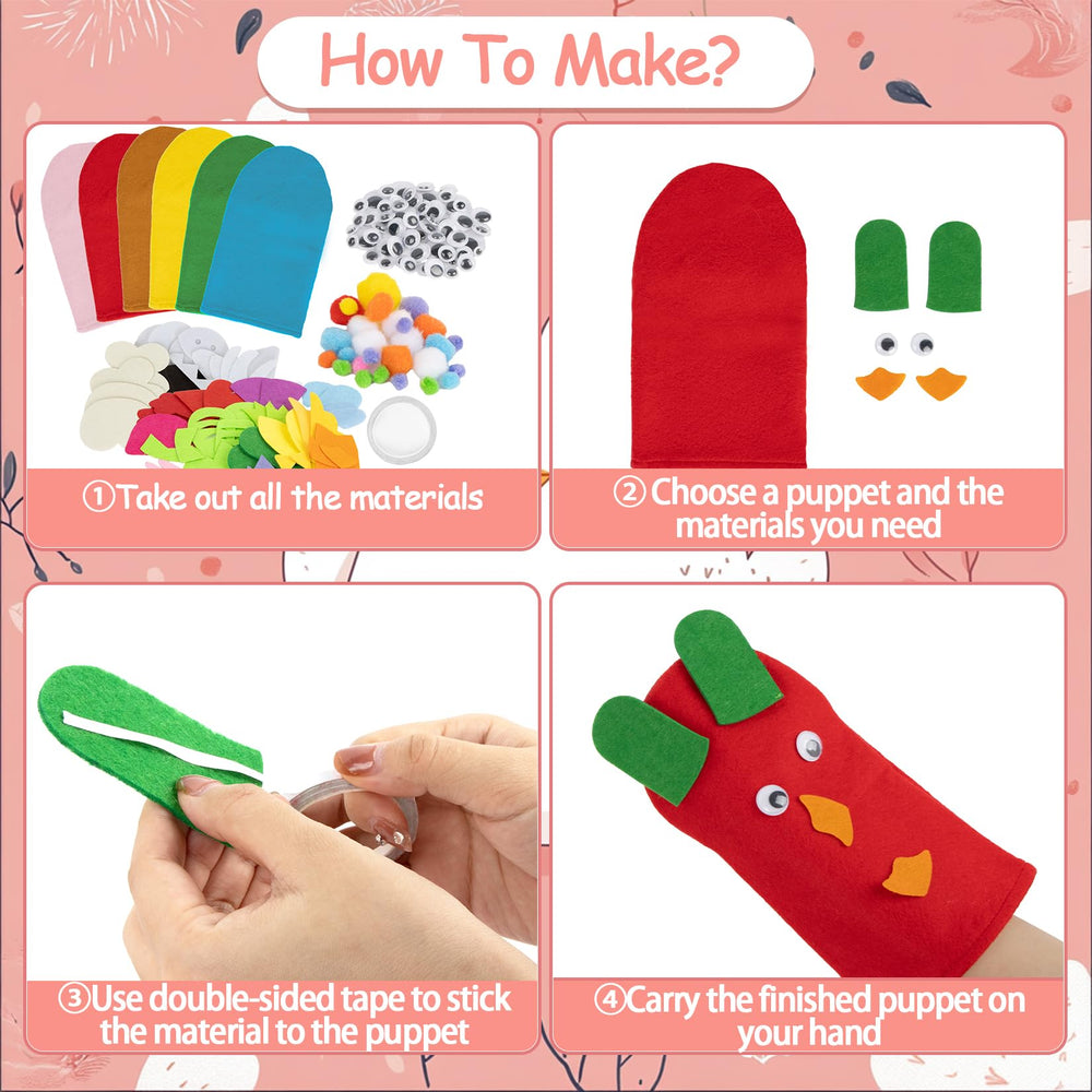RAINFLOW hand puppet kit with pom-poms and movable eyes for customization and play