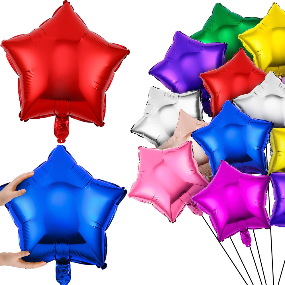 Raiten 18-inch star-shaped balloons add vibrant celebration ambiance.