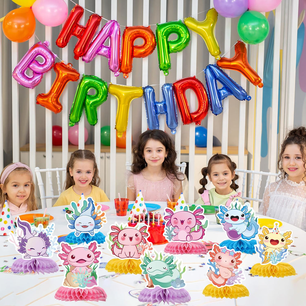 Rakuto axolotl photo backdrop pieces serve as keepsakes.