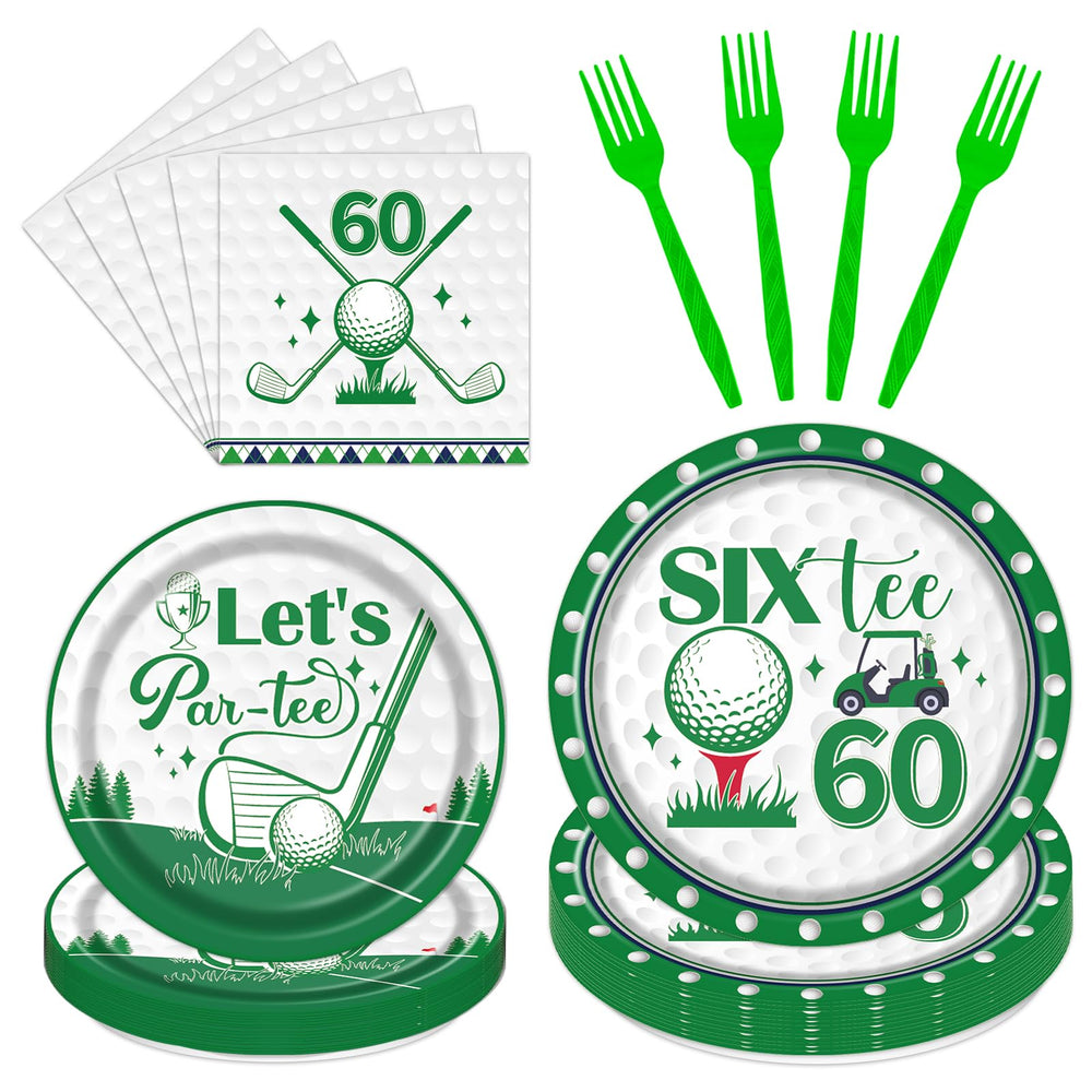 Rakuto golf 60th large plates with golf motif for milestone party tables