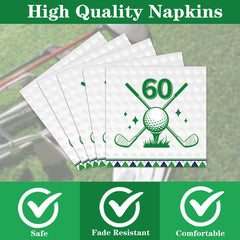 Rakuto golf 60th napkins with theme accents for easy cleanup