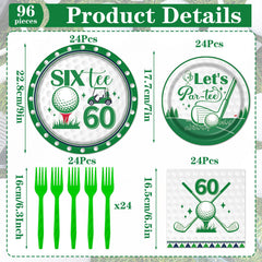 Rakuto golf 60th small plates featuring clubs and balls for stylish servings
