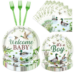 Rakuto Mallard Duck plates 9-inch for 24 guests add festive baby shower charm