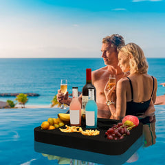 RAMIEYOO floating tray holds phone, book, and cosmetics nearby.